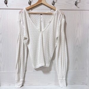 Free People White Sheer Lace Puffy Pointelle MEDIEVAL LOTR Shirt Womens Size S